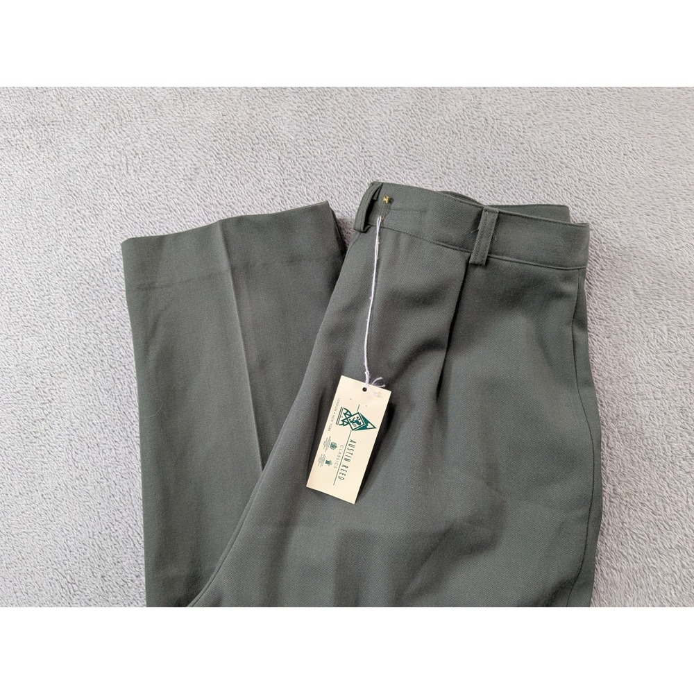 Austin Reed Classics Green 100% Worsted Wool Pleated High Rise Trousers Size 10
